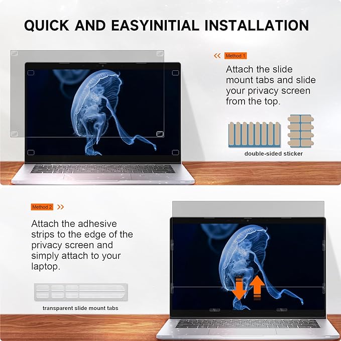 Mamol 15.6 Inch Laptop Privacy Screen Filter for 16:9 Widescreen Display, Eye Protection Anti Glare & Blue Light Filter, Privacy Screen Protector for 15.6" Laptop