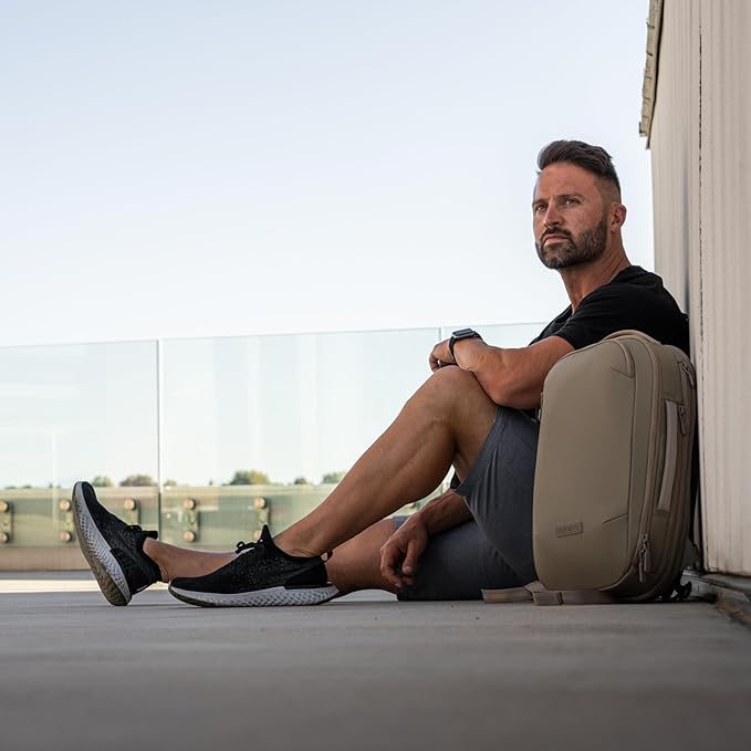 NOMATIC Navigator RS Pack - 15L w/ 6L Built-In Expansion - Water Resistant Coated Ripstop - Anti Theft Backpack - Laptop Bag - Computer Backpack (Sand)