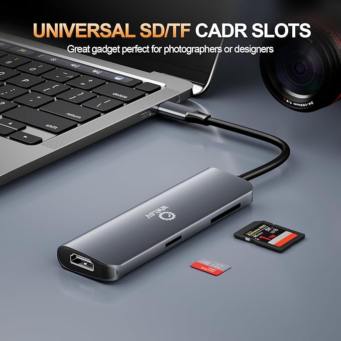 USB C Hub, 8 in 1 USB C Docking Station with 4K HDMI, 3 USB 3.0 Ports, Type-C Port, 100W PD, SD/TF Card Reader, Laptop Docking Station Compatible for MacBook Pro/Air, Dell XPS, HP, Chromebook