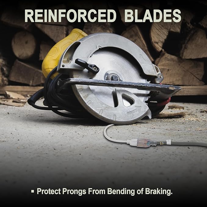 EP 30 Ft Lighted Outdoor Extension Cord - 12/3 SJTW Heavy Duty Grey Extension Cable with 3 Prong Grounded Plug - Power Cord for Lawn, Garden, Appliances