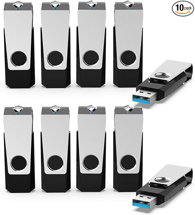 KEXIN USB 3.0 Flash Drive 32GB 10 Pack Thumb Drive 3.0 - Up to 80MB/s Read/Write Speed Black