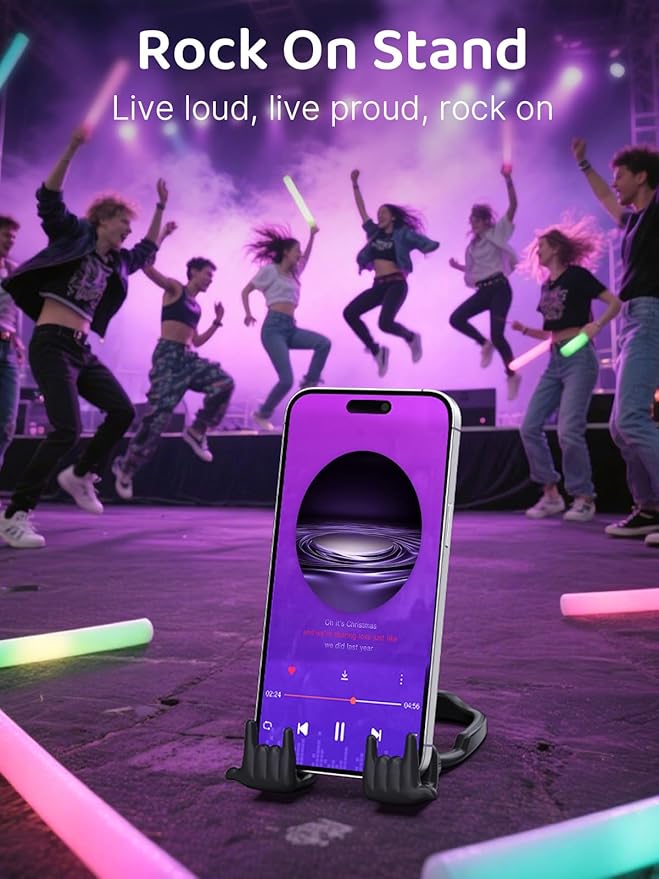 Stocking Stuffers for Teen Boys Girls Gifts Cell Phone Stand Upgrade Adjustable Rock on Lazy Phone Stand for Desk Cool Funny Gadget Gifts for Christmas Adult Men Women Wife 2Pack Black Purple