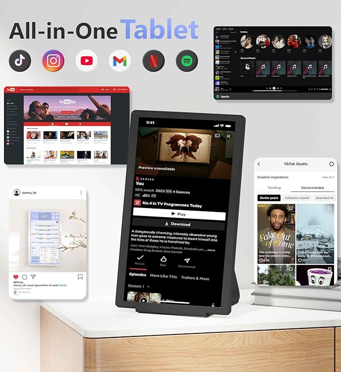 Digital Calendar+ 2: 15.6 Inch Wall Touch Screen Chore Chart Customize Dashboard Smart Electronic Calendar for Family Schedules Meal Planner Support App Store with Stand Wall Mount Black