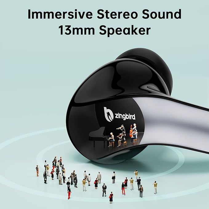 Wireless Earbuds, Bluetooth Ear Buds Headphones, 60H Long Playtime, Stereo Deep Bass, LED Power Display, IPX7 Sport Waterproof, Lightweight in-Ear Earphones with Mic for iPhone Android PC TV Computer