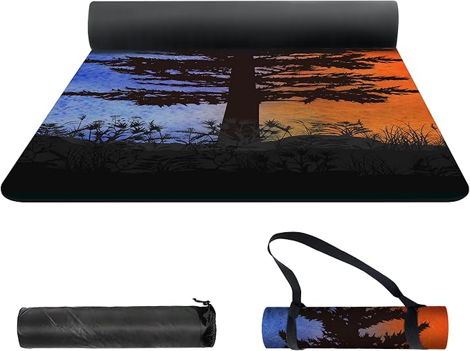 nuveti Yoga Mat Print Extra Thick TPE Non Slip Fitness Exercise Mat with Carrying Bag,72"x24" Extra Thick 6MM Exercise & Workout Mat for Yoga, Pilates Fitness and Floor Exercises