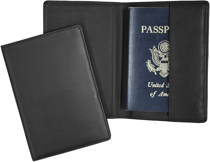 Royce Leather RFID Blocking Passport Travel Document Organizer in Leather, Tan, One Size