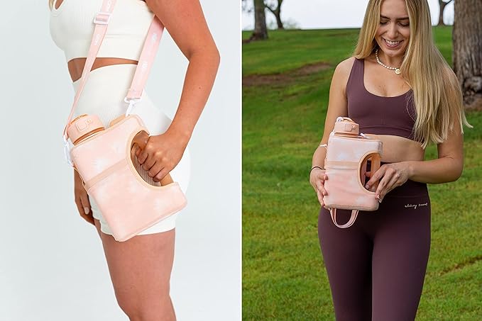 H2O Capsule Half Gallon Cube Square Water Bottle value pack - 2.2L Water Bottle with Strap, 2 Storage Sleeves, Covered Straw Lid – BPA Free Reusable Sports Water Jug with Handle, (68 Ounce)