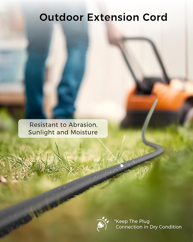 [UL Listed] Cable Matters 2-Pack 16 AWG Heavy Duty 13A Power Extension Cord - 10ft, 3 Prong Power Cord Extension, NEMA 5-15P to NEMA 5-15R, Black