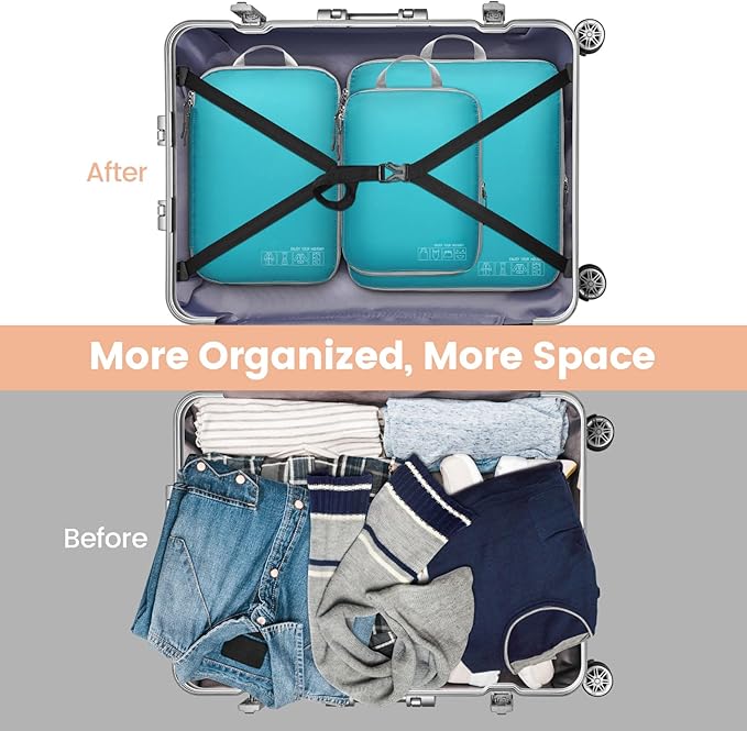 Cambond Compression Packing Cubes for Travel Women - Travel Bags Luggage Organizers Travel Essentials Compression Cubes for Travel Carry on Suitcases Organizer