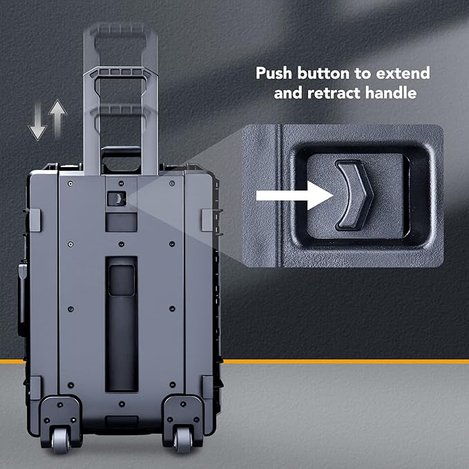 Lykus HC-6030 Large Waterproof Hard Case with Wheels and Customizable Foam, Interior Size 23.5x16.8x10.7 inch, Suitable for large electronic equipment and more
