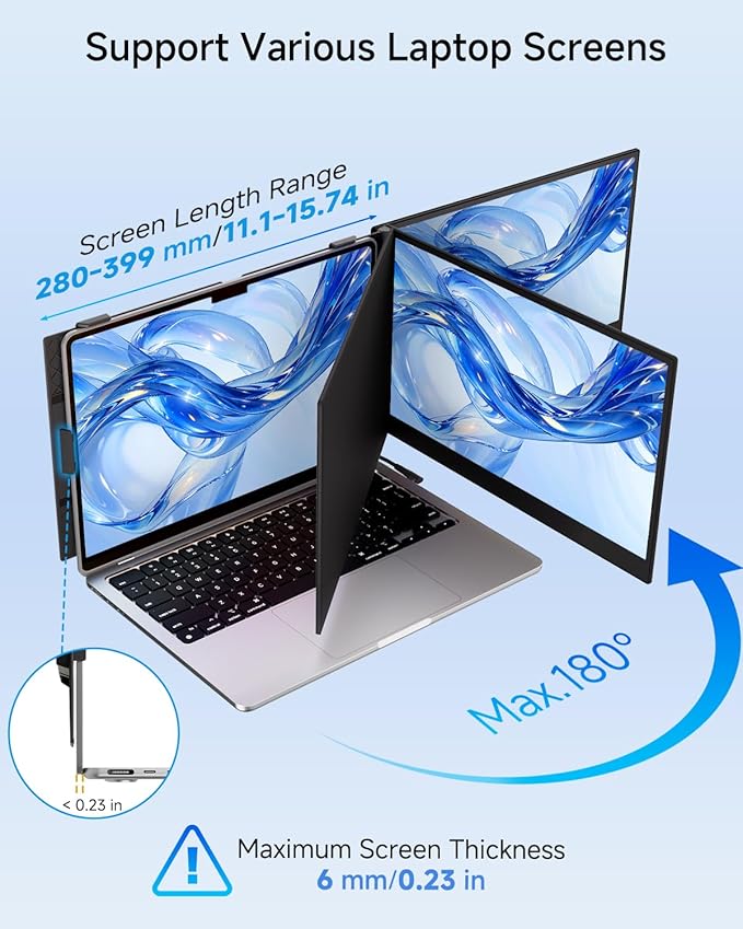 Laptop Screen Extender Ultra Portable, 14" 1080P 1.31lbs FHD Low Blue Light Portable Monitors for Laptop, Plug & Play Dual Screen Monitor for Laptops, Travel Extra Monitors for Laptops for Windows/Mac