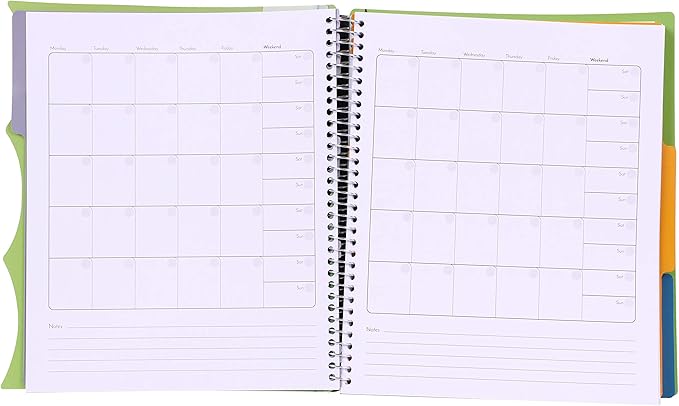 Mintra Office Durable PREMIUM Spiral Notebook, ((Green, 3 Subject, 8.5in x 11in)), Fabric Covered Coils, No Snags, Removable Adjustable Pocket Dividers, Ruler, Organization, Customizable