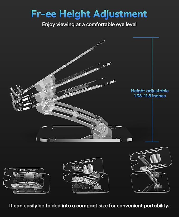 Adjustable Foldable Laptop Stand, Portable Ergonomic Computer Stand for Laptop, Compatible with 10 to 15.6 Inches Notebook Computers