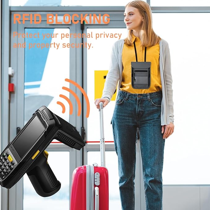 sundee Travel Neck Wallet with Double Zippers, RFID Blocking Passport Holder with Adjustable Neck Strap for Men and Women to Keep Cash, Credit Cards and Travel Documents Safe - Light Gray