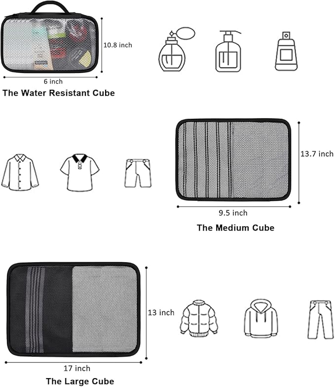 Vancropak Carry on Backpack, 47L Expandable Extra Large Travel Backpack with 3 Packing Cubes, Flight Approved Water Resistant Luggage Suitcase Weekend Duffle Bag Overnight Daypack for Men Women, Black