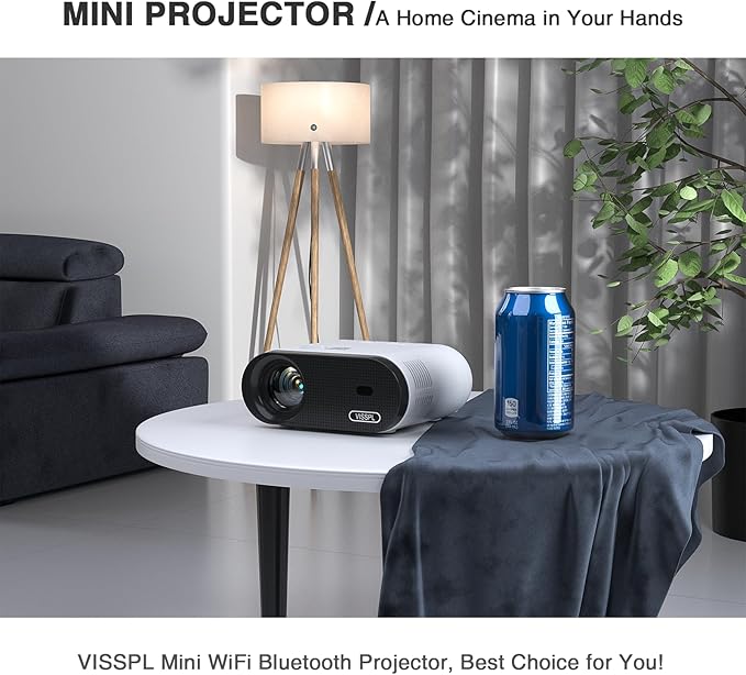 Mini Projector with WiFi and Bluetooth, VISSPL Full HD 1080P Projector, Portable Outdoor Projector with Tripod, Home Theater Movie Phone Projector Compatible with Android/iOS/Windows/TV Stick/HDMI/USB