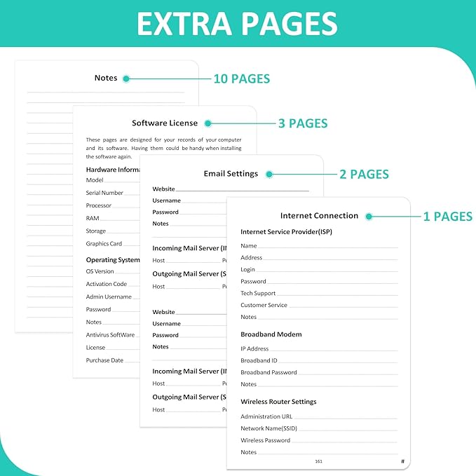 Password Book with Individual Alphabetical Tabs Laminated, Large Print Password Keeper Book for Seniors, A5 Hardcover Internet Password Log Book to Record Website Login Details - Aquamarine