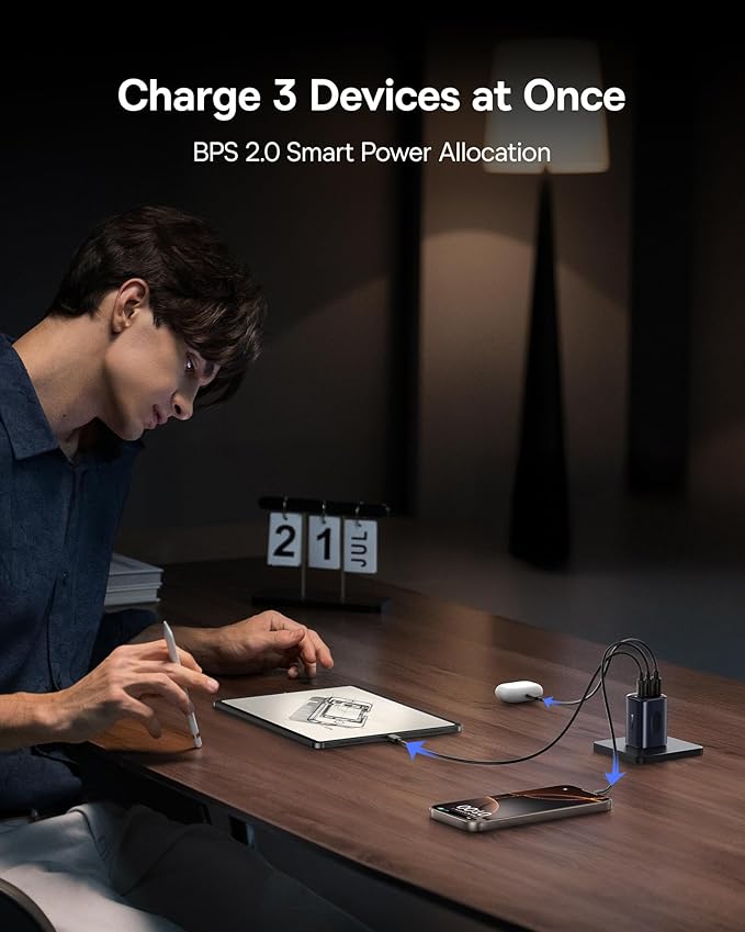 Baseus PICOGO 67W USB C Charger, Smallest 3 Port Fast Charging Block with Foldable Plug, PD/PPS for MacBook Air/Pro, iPhone 17/16/15 Series, Galaxy S25/24, Airpods 4 & More