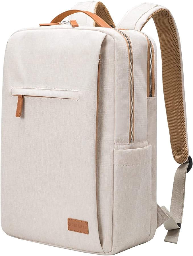 NOBLEMAN Men's Backpack, Laptop Backpack, Waterproof travel Backpack, 15.6 Inch Laptop Backpack, Daypack, carry on backpack with USB (Beige)