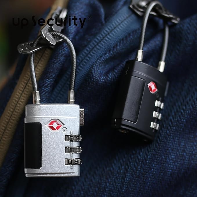 Combination TSA Locks for Luggage, Locker, Luggage Locks TSA Approved, Small Combo Cable Padlock with Code for Gym Locker, Suitcase, Gun Case, Backpack Bag Zipper, Storage Box, Travel Case