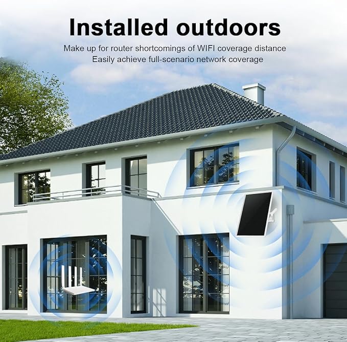 Solar WiFi Extender Signal Booster Outdoor, 300-feet Long Range, 2.4G WiFi Repeater 300Mbps, with 15W Solar Panel and 25000mAh Battery, Outdoor WiFi Repeater