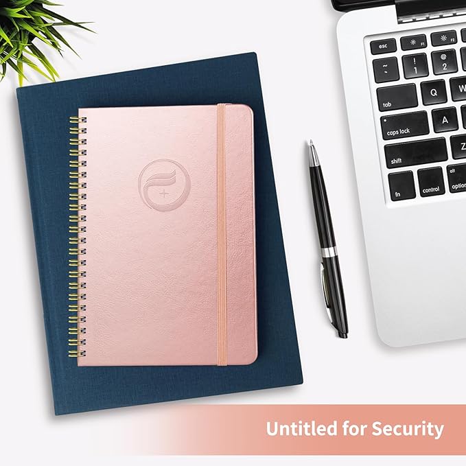 Password Book with Alphabetical Tabs, Password Keeper Book for Seniors, Individual & Colorful Tabs, Spiral Hardcover Password Notebook for Website Logins, 5.7" x 7.7", Rose Gold