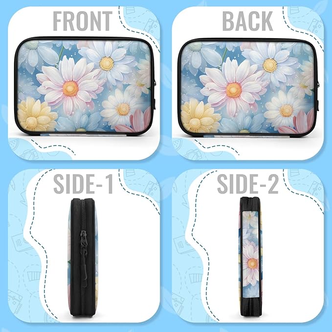 Dreamy Daisy Flowers Electronics Travel Organizer Case, Tech Accessories Cable Storage Bag for Cords, Charger, Phone, Hard Drive