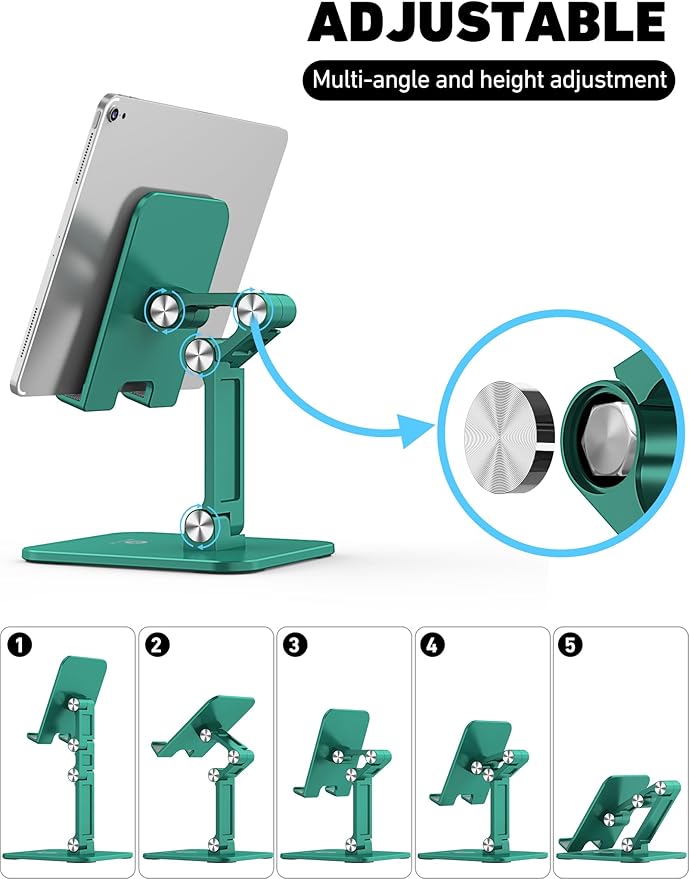 OCYCLONE Tablet Stand Compatible with iPad Holder for Desk, FoldableTablet Holder Portable Monitor Stand - Green