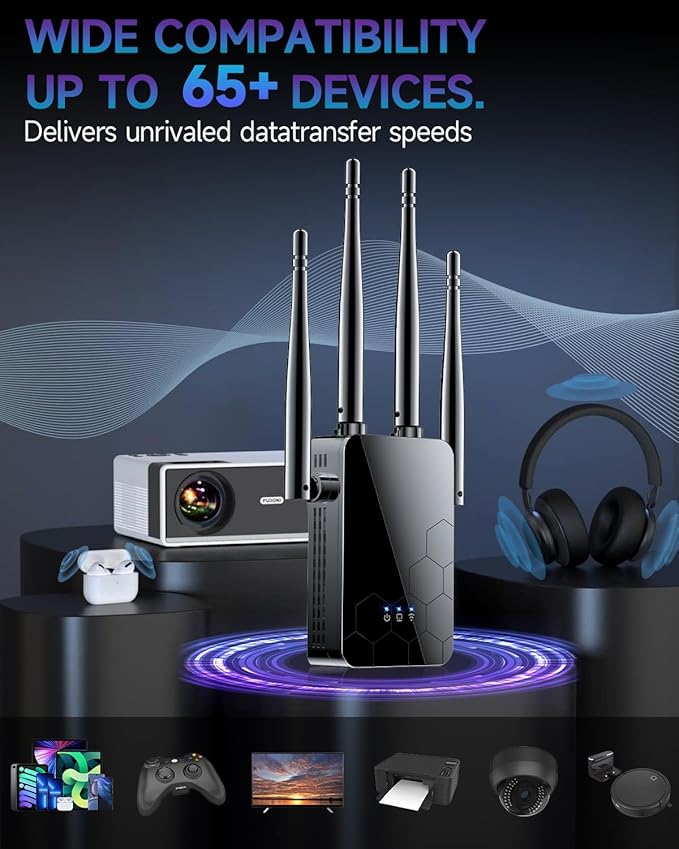 2026 WiFi Extender Internet Booster, 10000 Sq.ft Long Range Repeater Wireless Routers Amplifier, Mesh Wi-Fi 80% Faster | Broader Than Ever, Support More Network Devices at Home, 1-Tap Setup