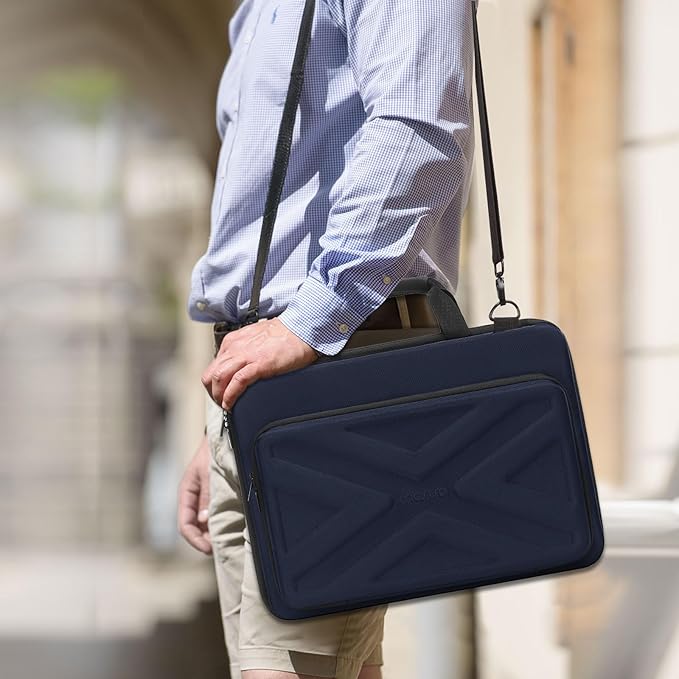 MOSISO Hard Shell Laptop Case for Men Women,15-15.6 inch Computer Bag Compatible with MacBook, HP, Dell, Lenovo, Asus, Notebook,16 inch Laptop Bag with Front Pocket & Shoulder Strap, Navy Blue
