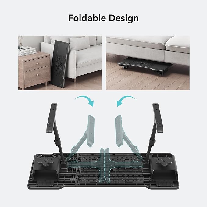 Newtral Laptop Bed Tray Desk, Height & Angle Adjustable Foldable Laptop Stand w/Cup Holder, Mousepad, Laptop Table Bookstand for Gaming, Working, Sofa & Office Chairs Use (Black, Upgrade)