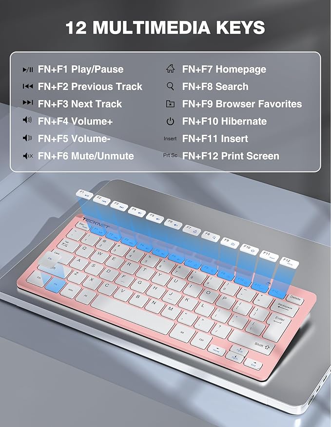 TECKNET Wireless Keyboard and Mouse Combo, Mini Cordless Computer Keyboard and Mouse Set 2.4GHz, Silent Adjustable 1600 DPI, Quiet Click, Lag-Free for Computer, Laptop, PC, Windows, Mac, Chrome OS
