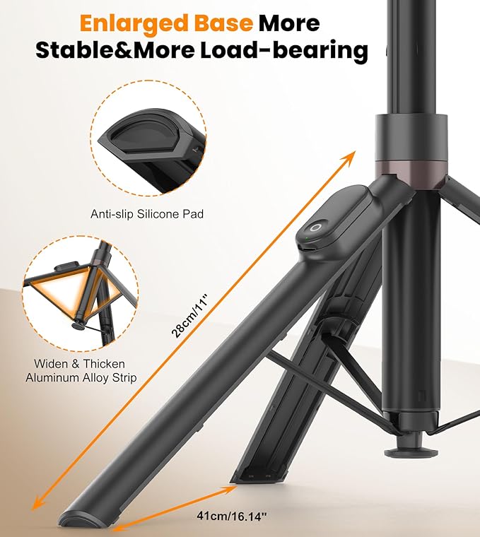 TONEOF 66" Automatic Tripod,Auto-Open Phone Tripod Stand with Magnetic Rechargable Remote,Selfie Stick Tripod 360° Vertical & Horizontal Rotatable,Stable Travel Tripod for iPhone/Android(Black)