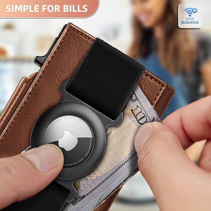 BULLIANT Men Airtag Wallet,Slim Front Pocket Wallet Money Clip for Men Gift 3.8"x2.7",Pop-up Access