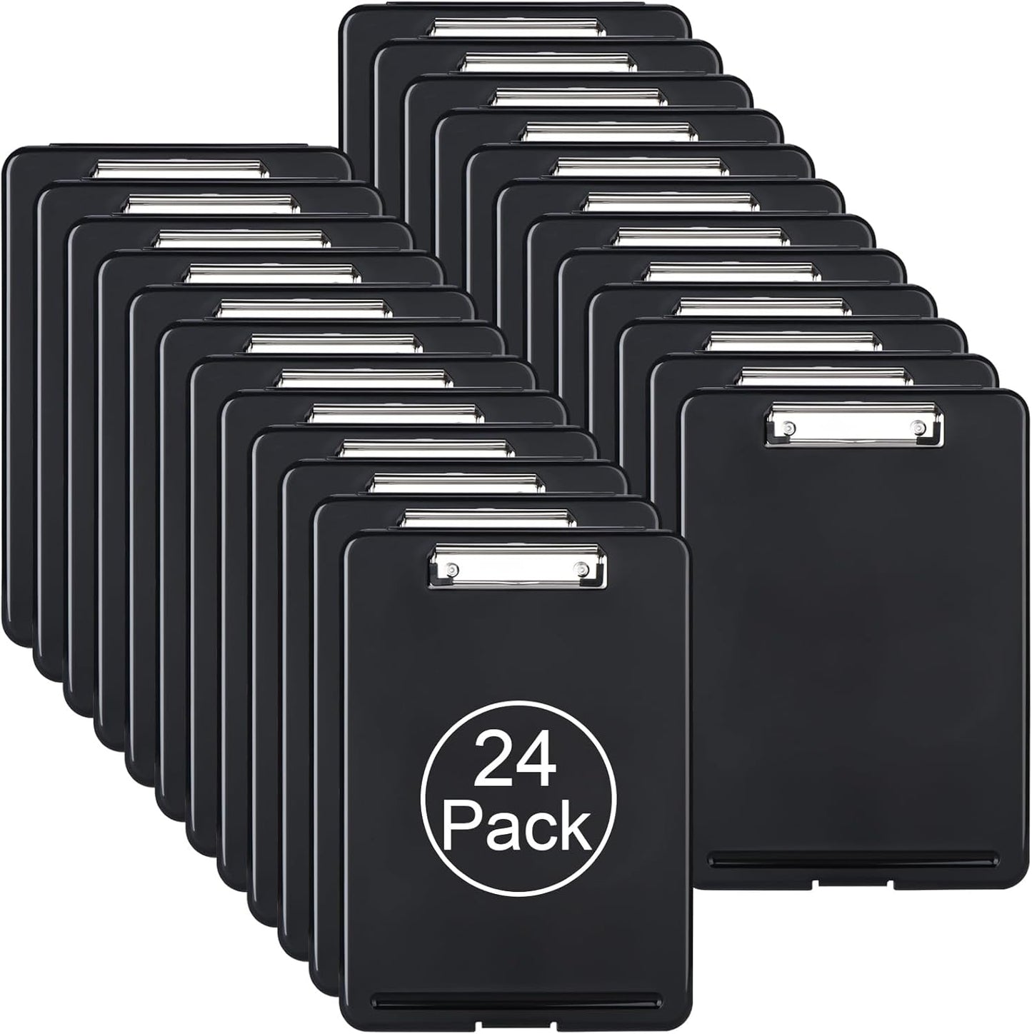 ZCZN Plastic A4 Form Storage Box Case, Clipboard Case, Bulk clipboard Set Suitable for School,Utility,Industrial Office, Medical Personnel,Black,24 Pack