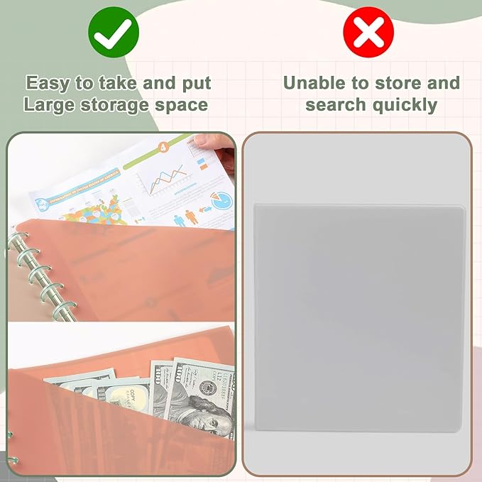 8 Pcs Discbound Pocket Dividers 8.5 x 11 with Tabs and Pockets 8 Tab Discbound Pocket Folders Letter Size DiscBound Binder Dividers Plastic Disc Planner Supplies for Business School Office(Boho)