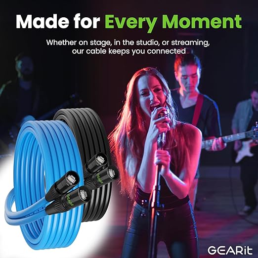GEARit Shielded CAT6 Ethercon Cable (100 Feet) Professional Audio & Lighting RJ45 EtherCON-Compatible Cable for Studio, Stage, Concerts - 100ft Black