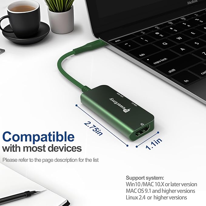 USB-C Hub 3-in-1 by PowerEnvy - 100W PD Charging, 4K HDMI, USB 3.0 Port (5Gbps) – Aluminum Portable Adapter for MacBook Pro/Air, iPad Pro, Dell XPS & More