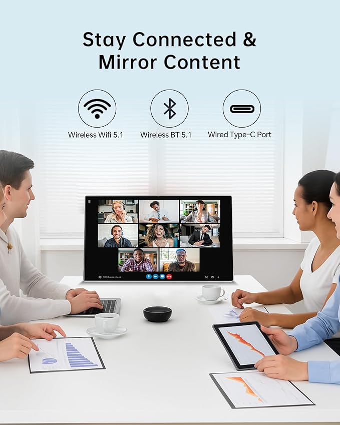 KTC 25 Inch Portable TV - Smart Touch Screen with Google Play, Android 14, Qualcomm 8G RAM+128G Storage, 1080P Smart Handy TV with 8MP Camera and Battery, Touchscreen Monitor for Camping, Bathroom