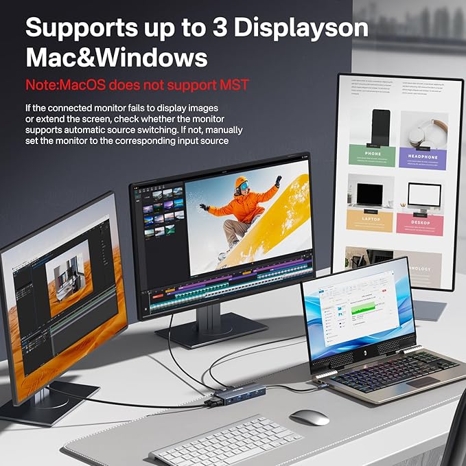 ACASIS USB C Docking Station Dual Monitors,8-in-1 Laptop Docking Station with Dual Monitor 2*HDMI +VGA +3 * 5G USB-A/C+3.5MM Audio+PD100W, Laptop Dock for Dell/HP/Lenovo ThinkPad（Black）