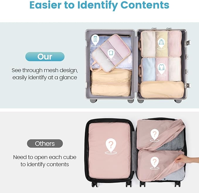 Cambond Compression Packing Cubes for Travel Women - Travel Bags Luggage Organizers Travel Essentials Compression Cubes for Travel Carry on Suitcases Organizer