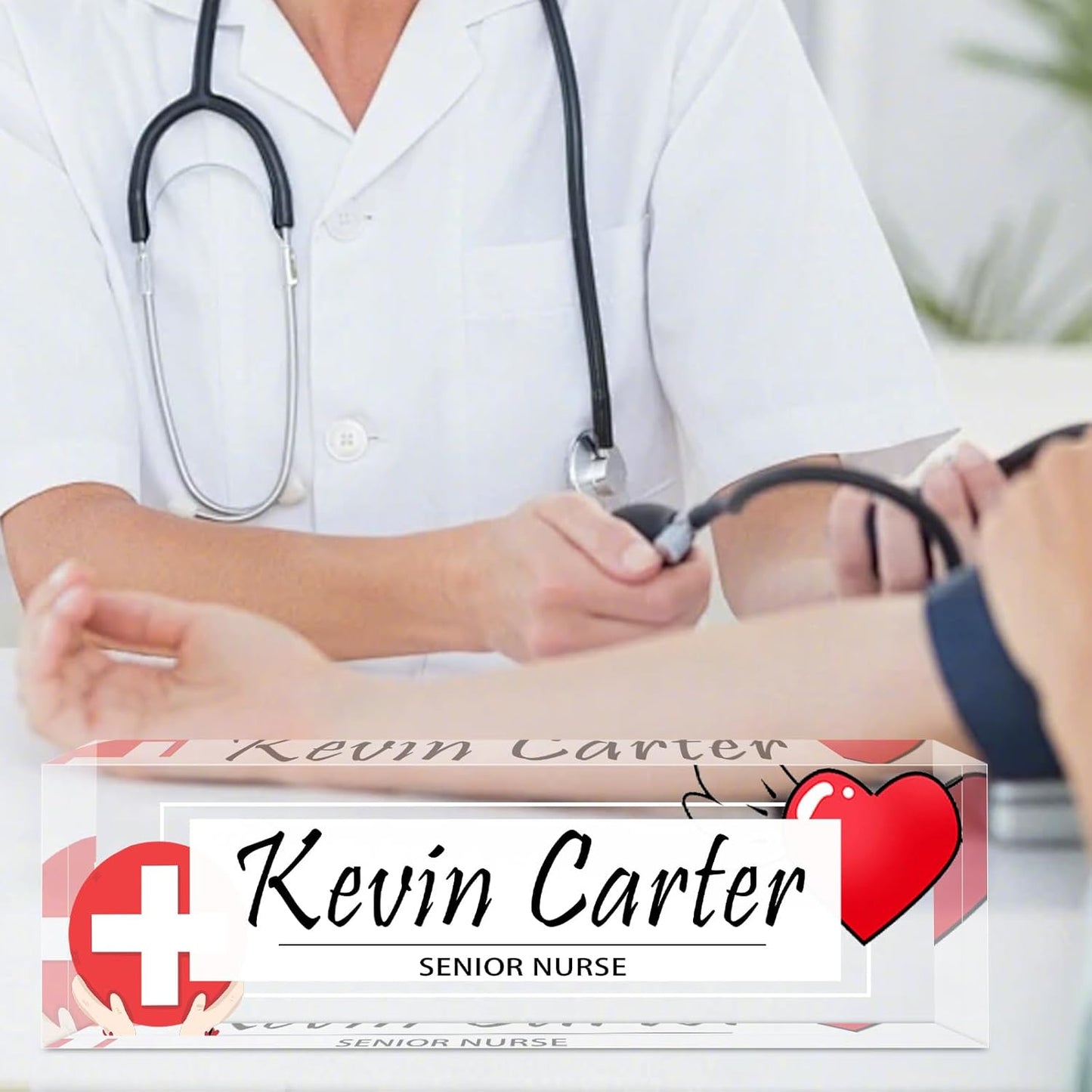 Name Plate for Desk Personalized, Acrylic Desk Decorations, Employee Appreciation Gifts, Custom Office Gifts for Coworkers, Boss, Teacher, Nurse (Nurse)