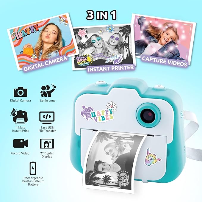 Canal Toys Photo Creator Instant Print Camera – Photo, Selfie and Video – Thermal Paper for 250 Photos – LCD Screen. 8+