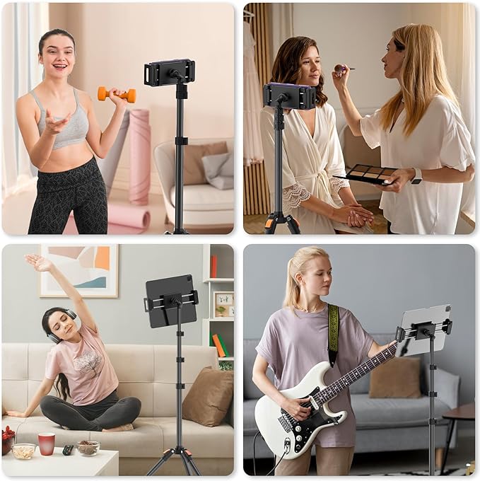 XXZU 72in Tablet Floor Stand Tripod,Tablet Stand Floor with 360° Ball Head,Height Adjustable Floor Stand Holder with Case,Tall Tripod for Phone/Music/Stream/Recording and All 4.7-13” Devices