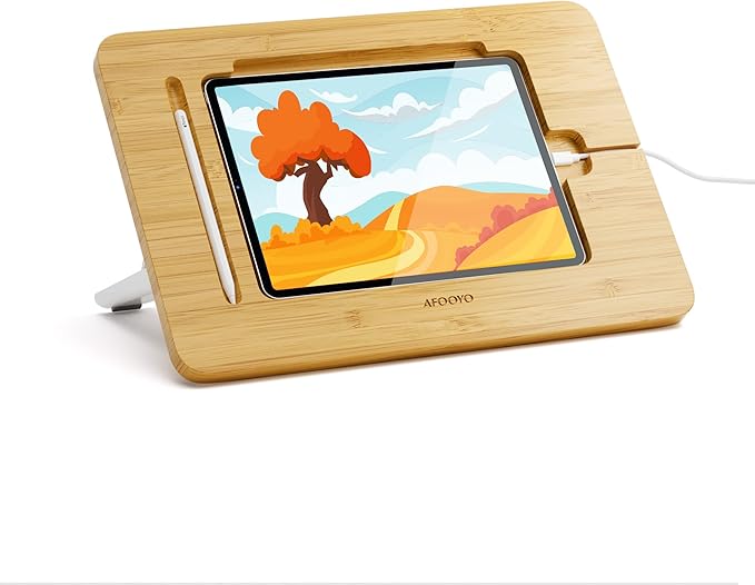 Wooden Tablet Drawing Stand Tablet Stand - Portable & Adjustable 5 Angles for Laptop, Laptop Stand Riser,Book Reading Stand,Compatible with 12.9 inch iPad Pro (3rd - 6th Gen)