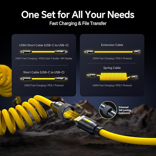 AOHI 240W 8 in 1 USB 4 Cable Set, The Future 240W PD3.1 USB C Fast Charging Cable Supports 40Gbps Data Transfer 8K HD Display for iPhone15 Pro Max MacBook Pro Air iPad Galaxy