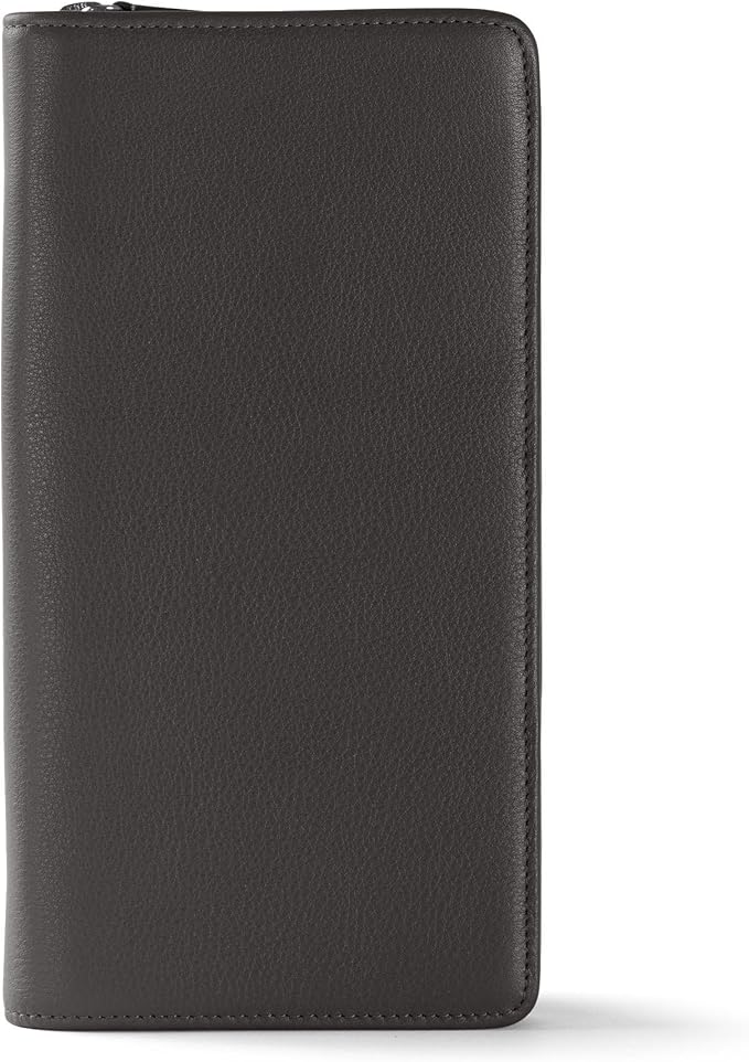 Leatherology Black Onyx Travel Zip Organizer Wallet, Passport Holder, RFID Available, Full Grain Leather