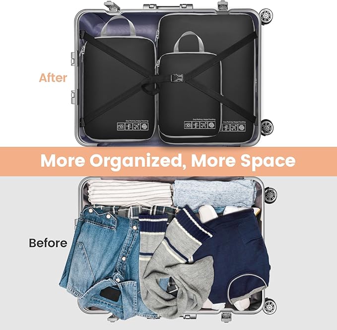 Cambond Compression Packing Cubes for Travel Women - Travel Bags Luggage Organizers Travel Essentials Compression Cubes for Travel Carry on Suitcases Organizer