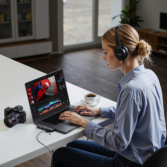 USB C Hub HDMI for MacBook Pro Air 2025-2018 M1 M2 M3 M4, Mac USB Adapter 8 in 2, MacBook Adapter with HDMI, Thunderbolt 3, 10G USB C USB A Data Ports, SD TF Card Reader, Audio, Black