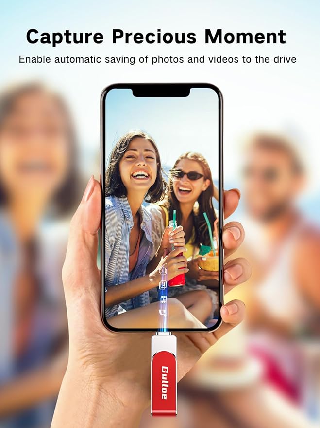 Gulloe 256GB Flash Drive Intended for iPhone, Memory Stick Storage for Photos and Videos Backup, Compatible with iPhone iPad Android PC, Plug and Play, No Application Required (Red)